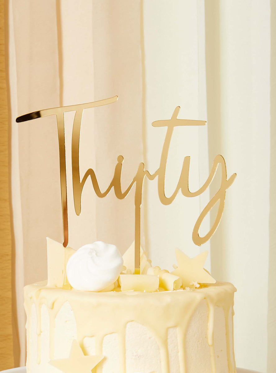 Milestone Birthday 30 Gold 16cm Acrylic Cake Topper - Lifestyle Image