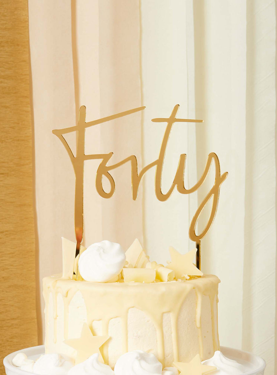 Milestone Birthday 40 Gold 16cm Acrylic Cake Topper - Lifestyle Image