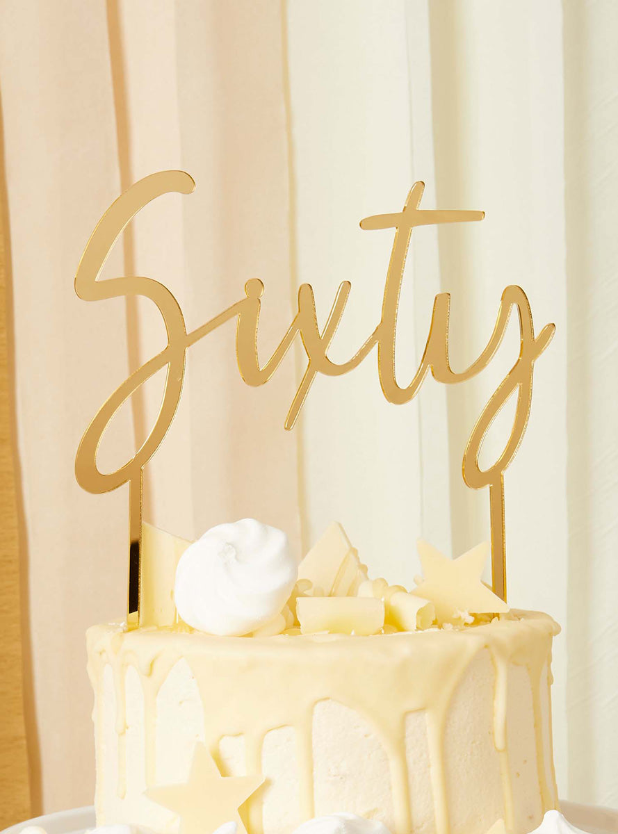 Milestone Birthday 60 Gold 16cm Acrylic Cake Topper - Lifestyle Image
