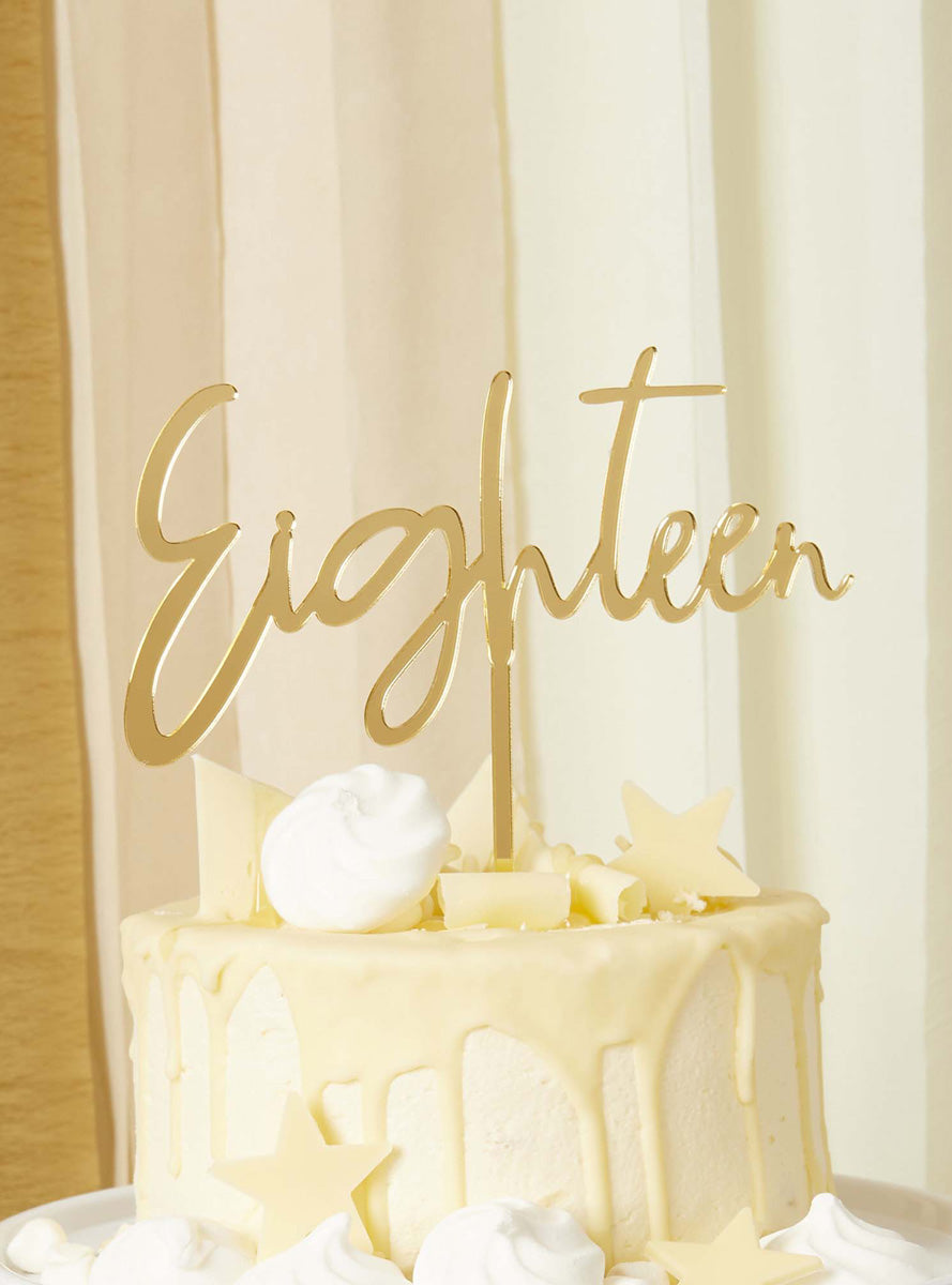 Milestone Birthday Eighteen Gold 16cm Acrylic Cake Topper - Lifestyle Image