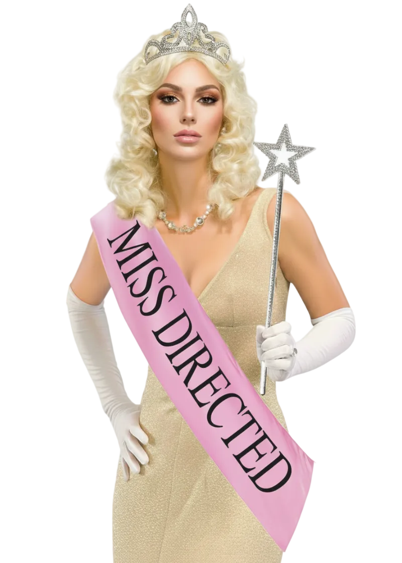 Miss Directed Hens Night Beauty Queen Prom Sash Crown and Scepter costume kit accessory - main image