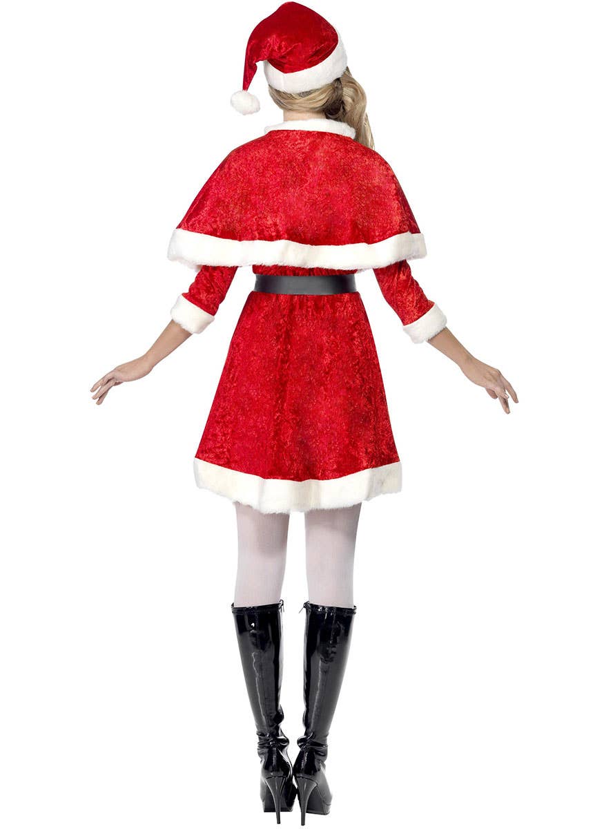 Image of Miss Santa Women's Velvet Christmas Costume - Back View