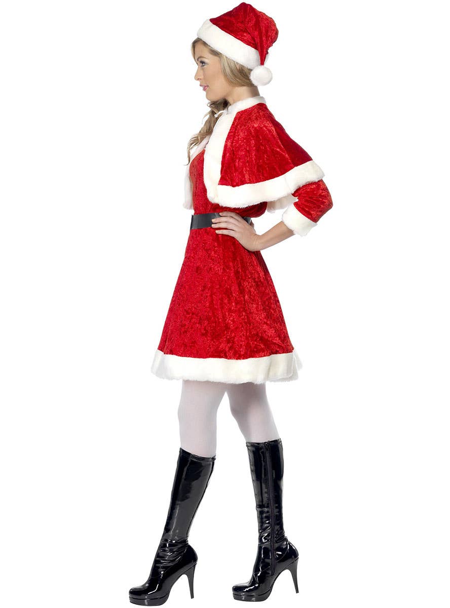Image of Miss Santa Women's Velvet Christmas Costume - Side View
