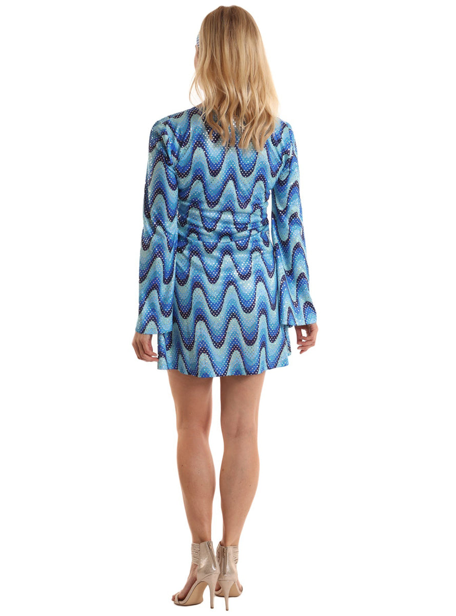Mod 60s Plus Size Womens Blue Go Go Costume - Back Image