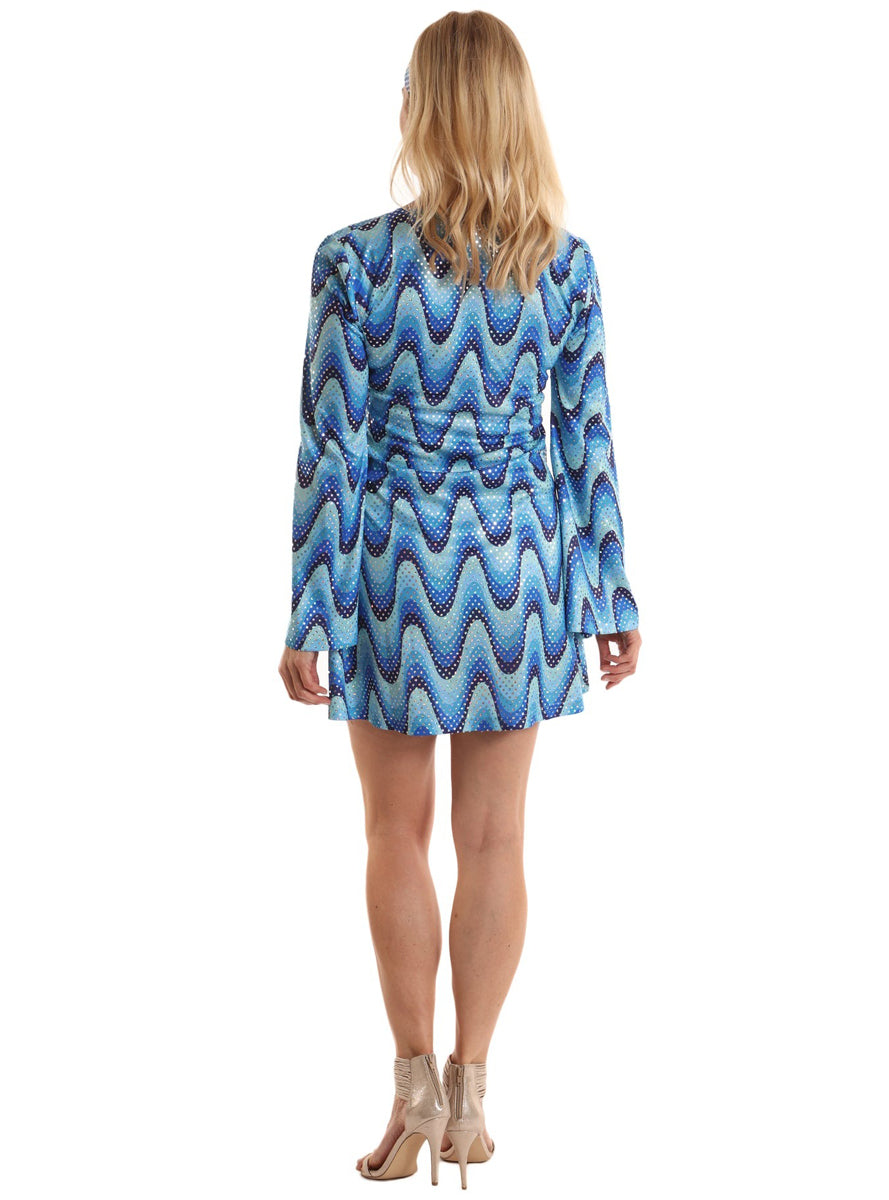 Mod 60s Womens Blue Go Go Costume - Back Image