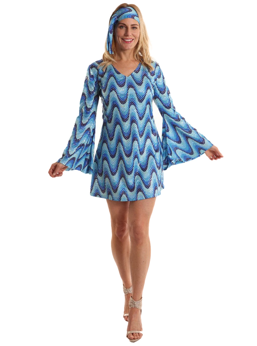 Mod 60s Womens Blue Go Go Costume - Main Image