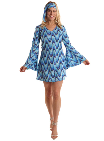 Mod 60s Womens Blue Go Go Costume - Main Image