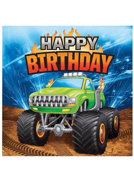 Monster Truck Rally 16 Pack Happy Birthday Lunch Napkins – Main Image