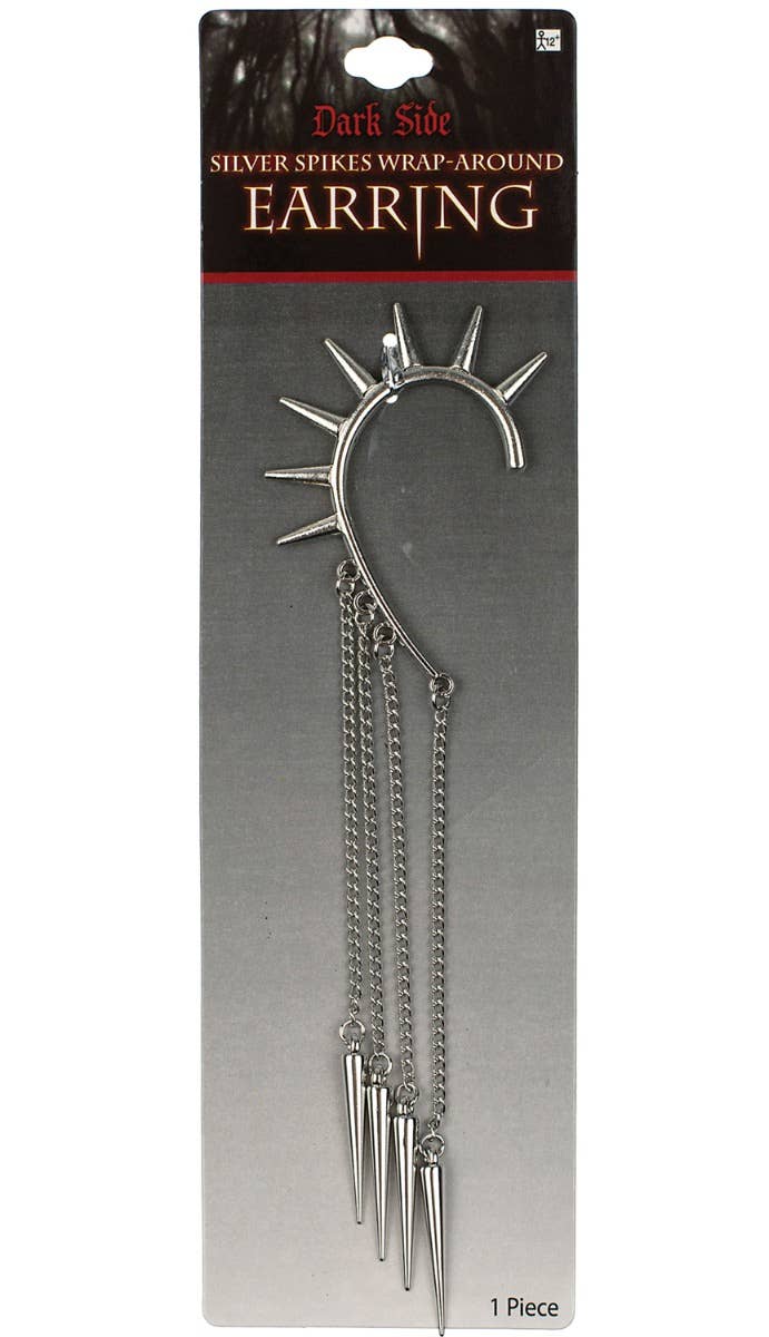 Image of Spiked Silver Punk Wrap Around Ear Cuff