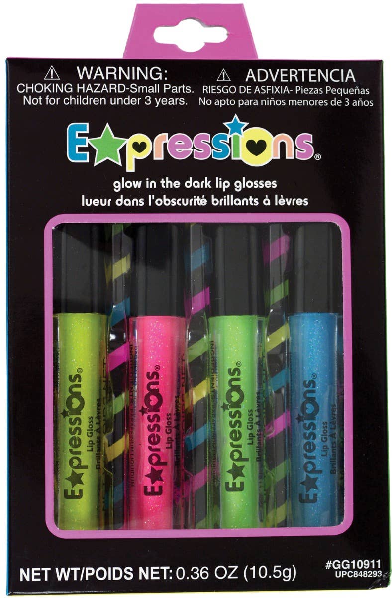 Image of Glow in the Dark Neon Glitter Lip Gloss - 4 Pack