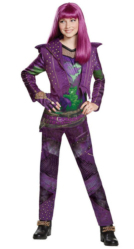 Girl's Purple Deluxe Mal Descendants 2 Disney Character Book Week Fancy Dress Costume By Disguise Main Image