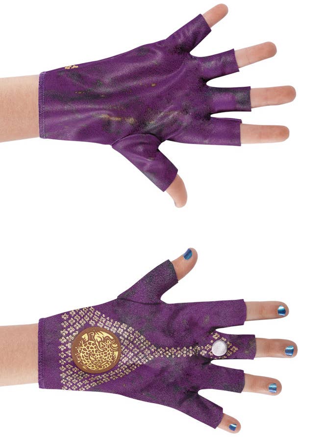 Girl's Purple Deluxe Mal Descendants 2 Disney Character Book Week Fancy Dress Costume By Disguise Accessory Gloves Image
