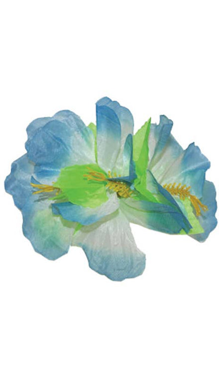 Blue And White Hibiscus Flower Hawaiian Hair Clip Costume Accessory Main Image