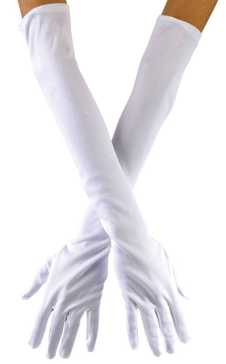White Women's Long Stretch Opera Gloves Main Image