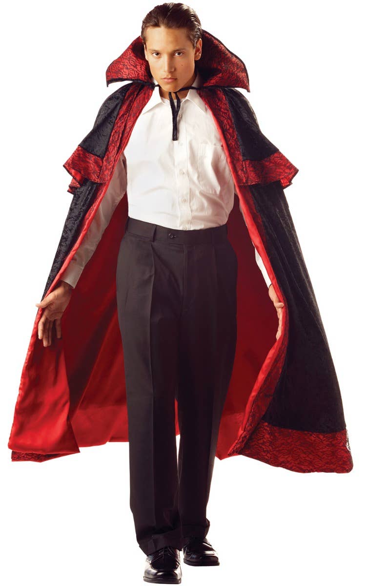 Black and Red Midnight Carnival Cape with Collar Costume Accessory Main Image