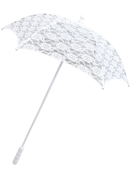 Image of Sheer White Lace Victorian Parasol Costume Accessory 