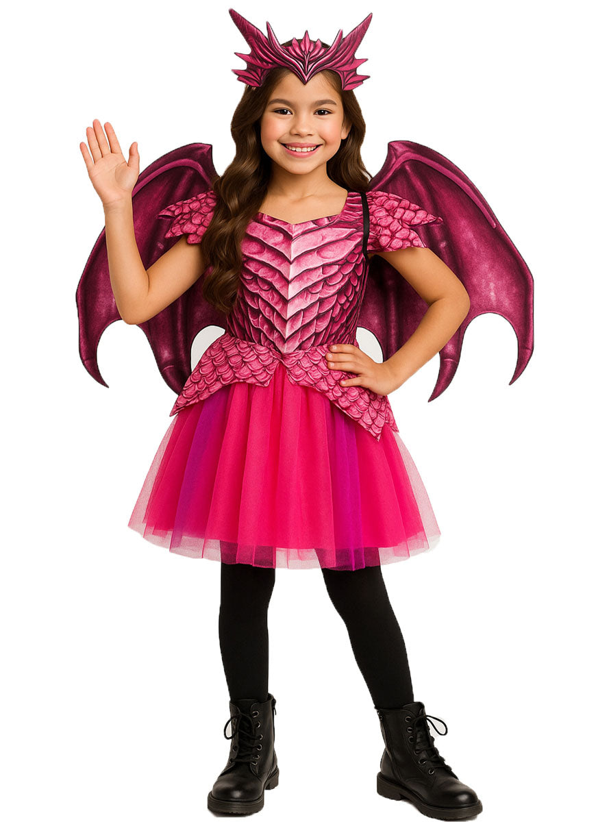 Girls Deluxe Pink Dragon Tutu Costume