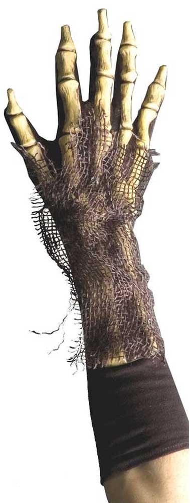 Deluxe Fabric Monster Costume Gloves with Latex Skeleton Hands - Main Image