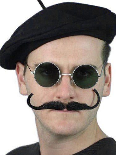 Movie Director Mens Black Curled Costume Moustache - Main Image