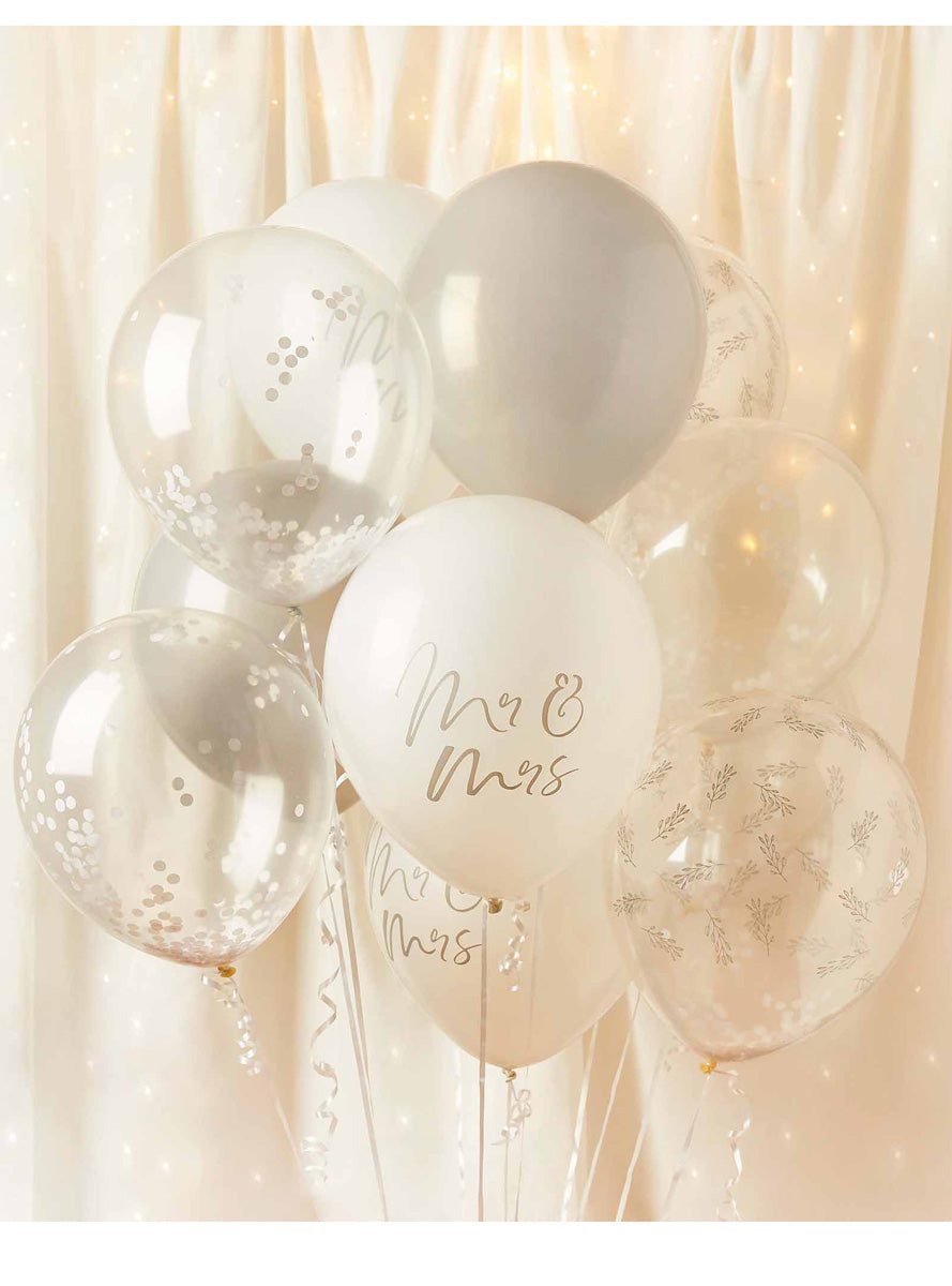 Mr and Mrs 12 Pack 30cm Latex Balloons - Main Image