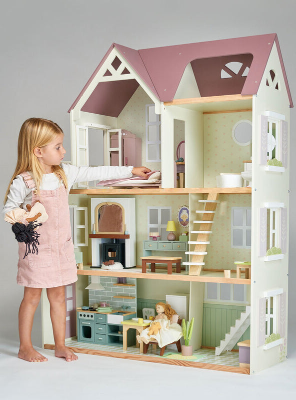 Mulberry Mansion With Furniture Childrens Wooden Doll House - Lifestyle Image 1