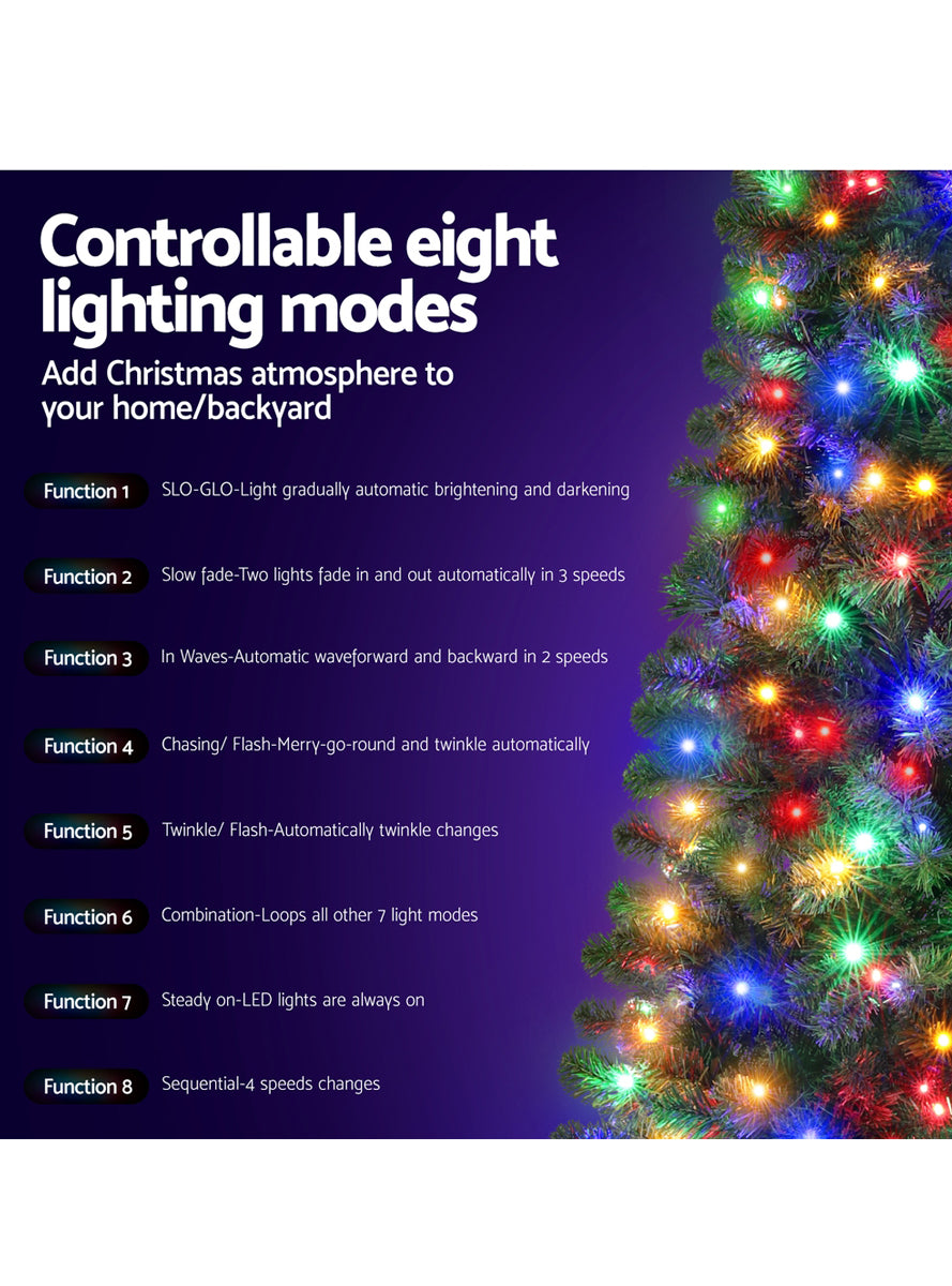 Multi Colour 8 Mode 180cm Jingle Jollys LED Corner Christmas Tree Decoration - Light Mode Details Image