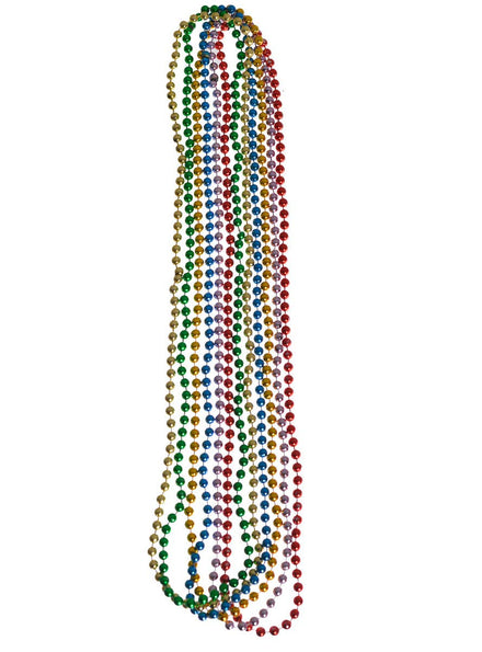 Image of Set of 6 Multi Coloured Metallic Beaded Necklaces - Main Image