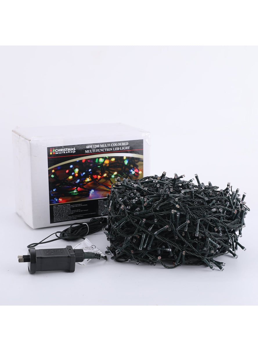 Multicolour 1200 Bulb Christmas Fairy String Lights - Close Up Image 3