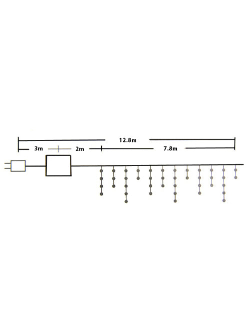 Multicolour 200 Bulb Icicle Christmas Lights - Dimensions Image