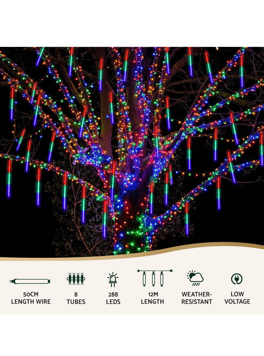 Multicolour 7 Metre Falling Meteor Icicle Christmas Lights - Info Image 1