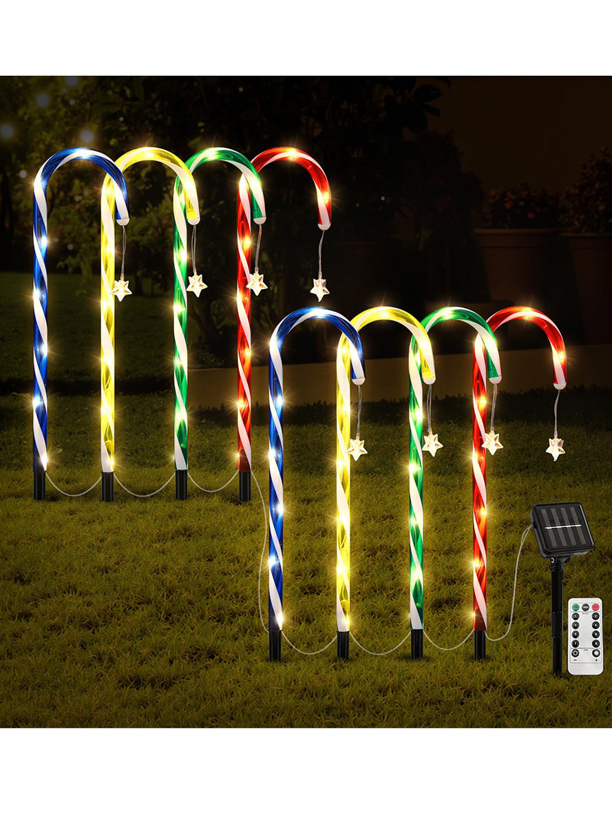 Multicolour 8 Pack Candy Cane Light Up Path Decorations - Alternate Image 2