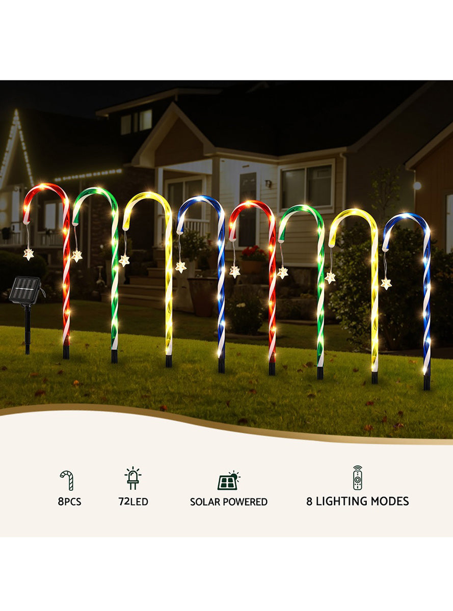 Multicolour 8 Pack Candy Cane Light Up Path Decorations - Information Image