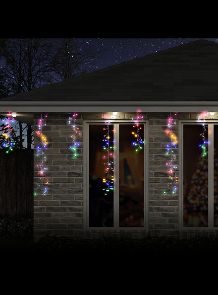 Multicolour LED Dancing Cluster Icicle 9 Metre Christmas Lights - Main Image
