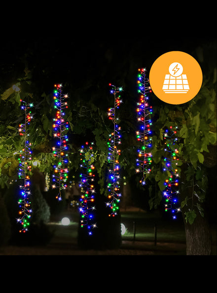 Multicolour Solar Powered Cluster Chain Christmas Lights