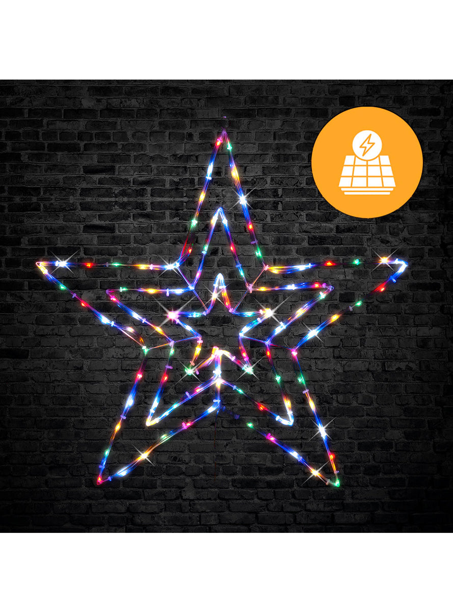 Multicolour Solar Powered Star Shape Tube Light Christmas Decoration - Main Image