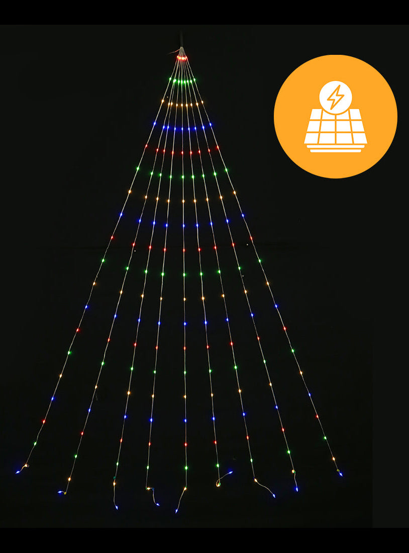 Multicolour Solar Powered Waterfall String Lights Christmas Decoration