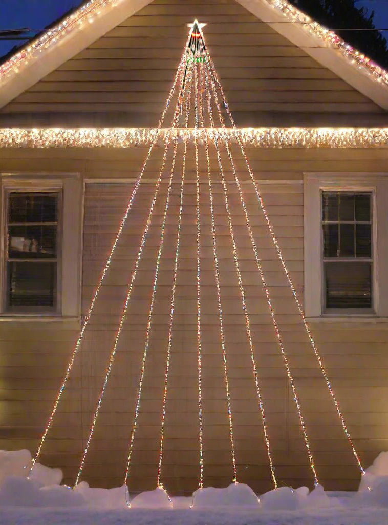 Multicolour Solar Powered Waterfall String Lights Christmas Decoration - Alternate Image