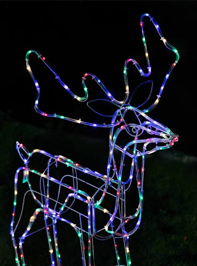 Multicolour Twinkling Standing 110cm Reindeer Christmas Light - Close Up Image