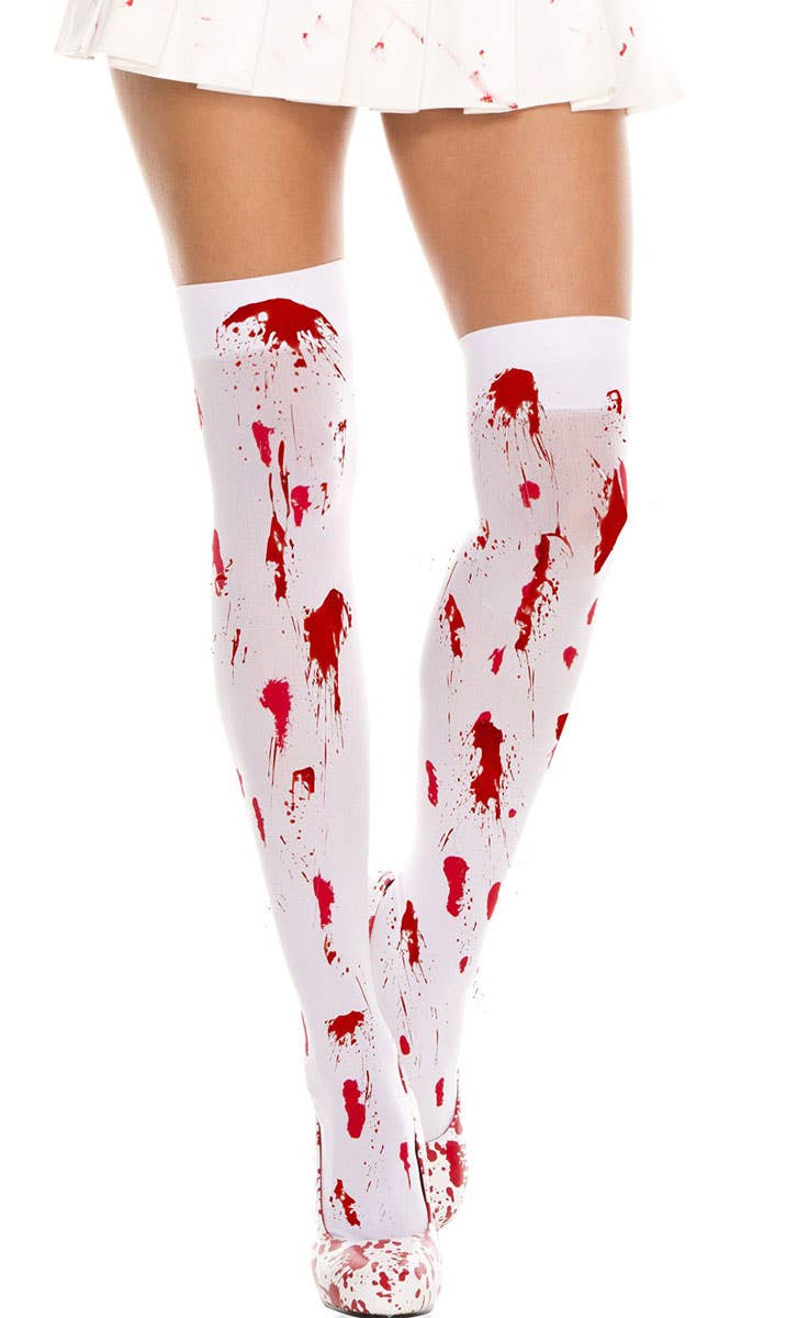 Blood Splattered Women's Halloween Thigh High Stockings