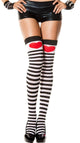 Black And White Striped Queen Of Hearts Stockings