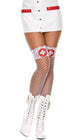 Nurse Lace Top White Fishnet Thigh High Stockings