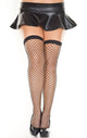 Plus Size Black Diamond Net Thigh High Costume Stockings