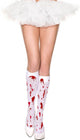 Blood Splattered Women's White Opaque Knee High Halloween Stockings