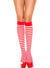 Red and White Striped Knee High Women's Costume Stockings