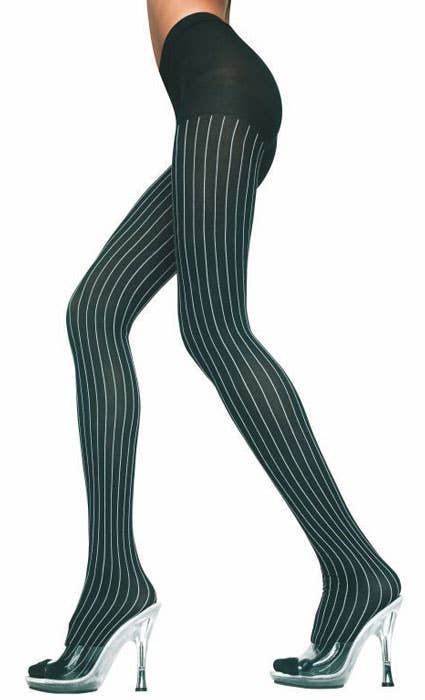 Opaque Black and White Vertical Tights Opaque Black and White Vertical Tights