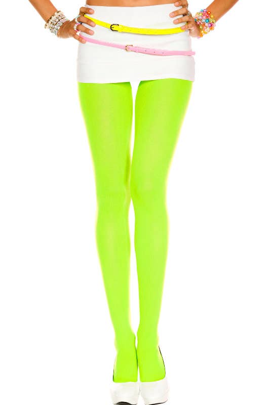 Music Legs Opaque Neon Green Women's Pantyhose - Main Image