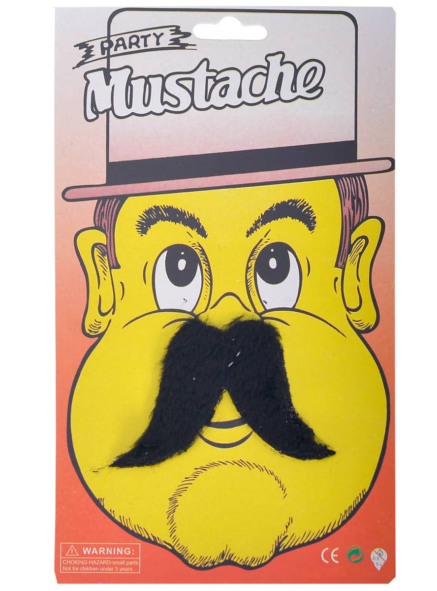 Image of Stick-On Black Narrow Handlebar Costume Moustache
