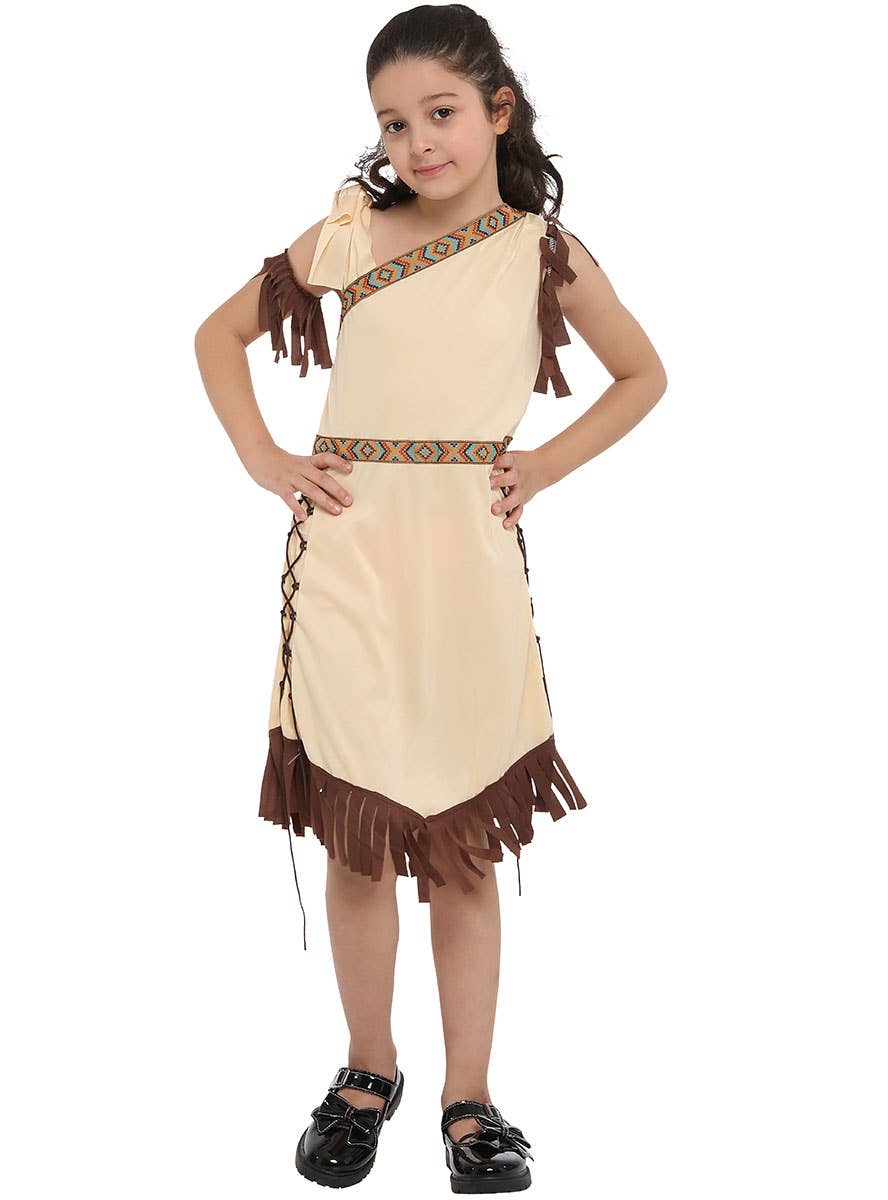 Image of Native American Girl's Pocahontas Dress Up Costume - Front View