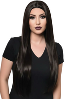 Morticia Addams Long Straight Near Black Women's Costume Wig - Main Image