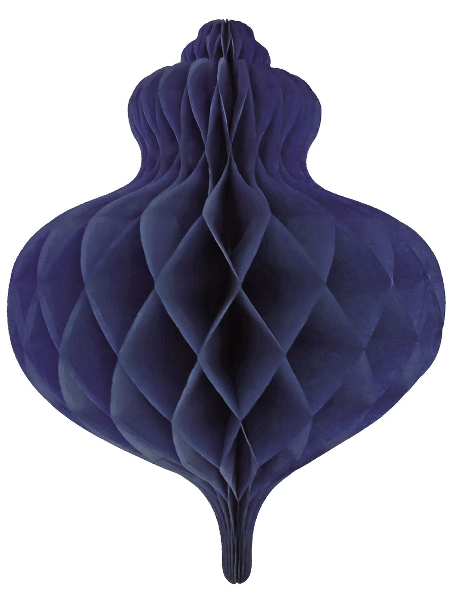 Navy Blue Tissue Paper Bauble Hanging Honeycomb Decoration 40cm